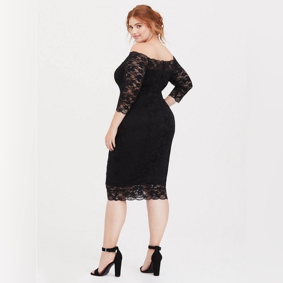Torrid Size 30 Special Occasion Black Lace Off Shoulder Bodycon Dress - Picture 3 of 4